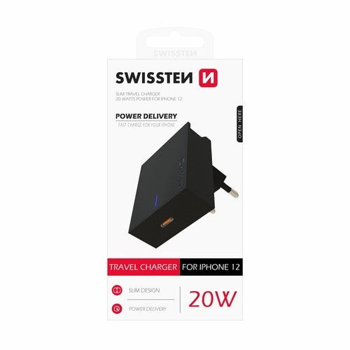 CHARGEUR SWISSTEN +ENTRÉE USB-C 20W +POWER DELIVERY BLANC